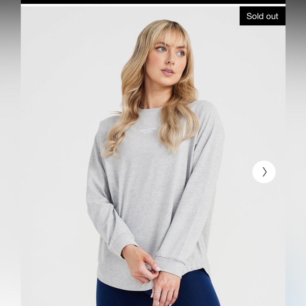 ONER ACTIVE OVERSIZED LONG SLEEVE TEE - Silver Marl (medium)